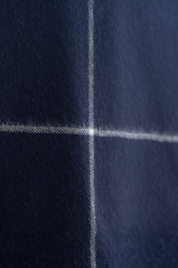 100% Baby Alpaca Windowpane Throw - Navy