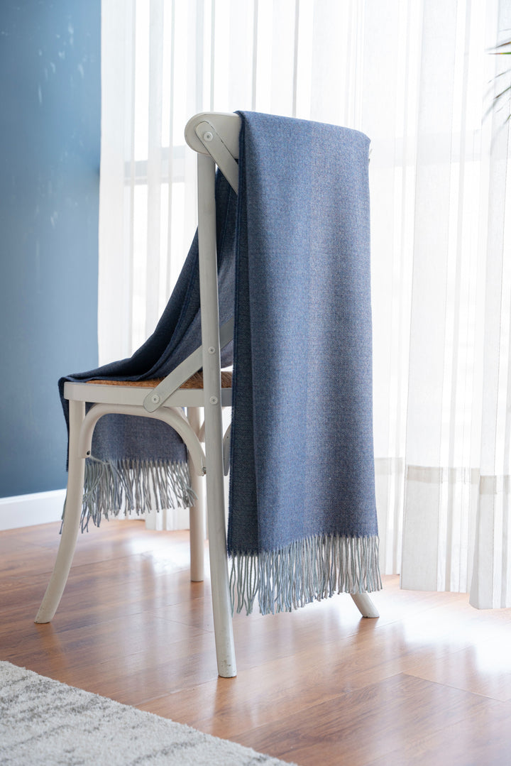 Asymmetrical Striped Baby Alpaca Throw