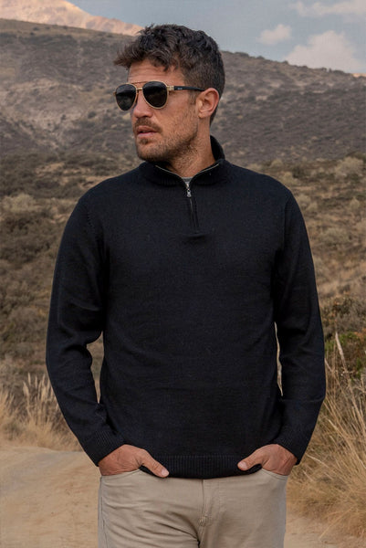 Men's Royal Alpaca Half-Zip Sweater