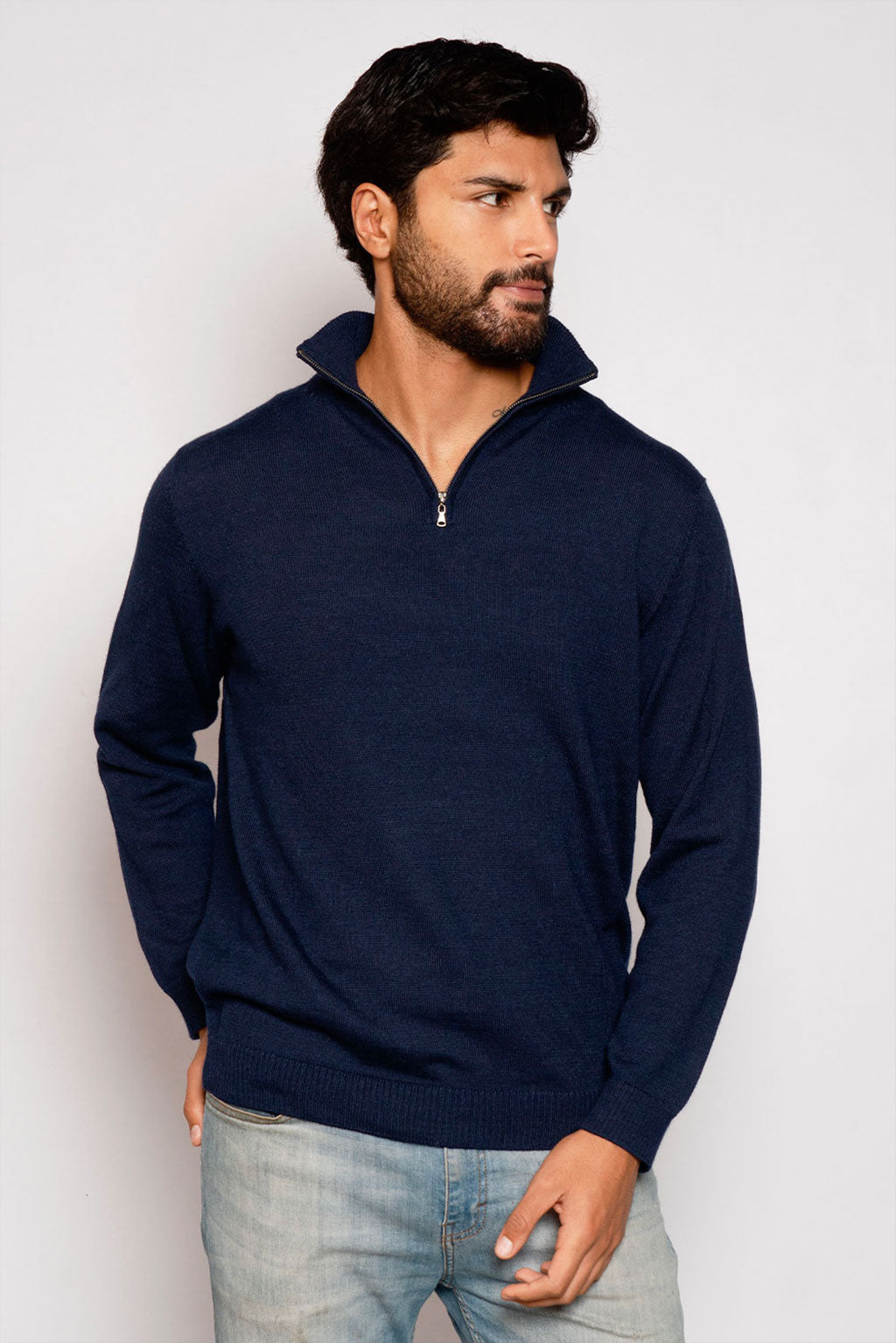 Men's Royal Alpaca Half Zip Sweater