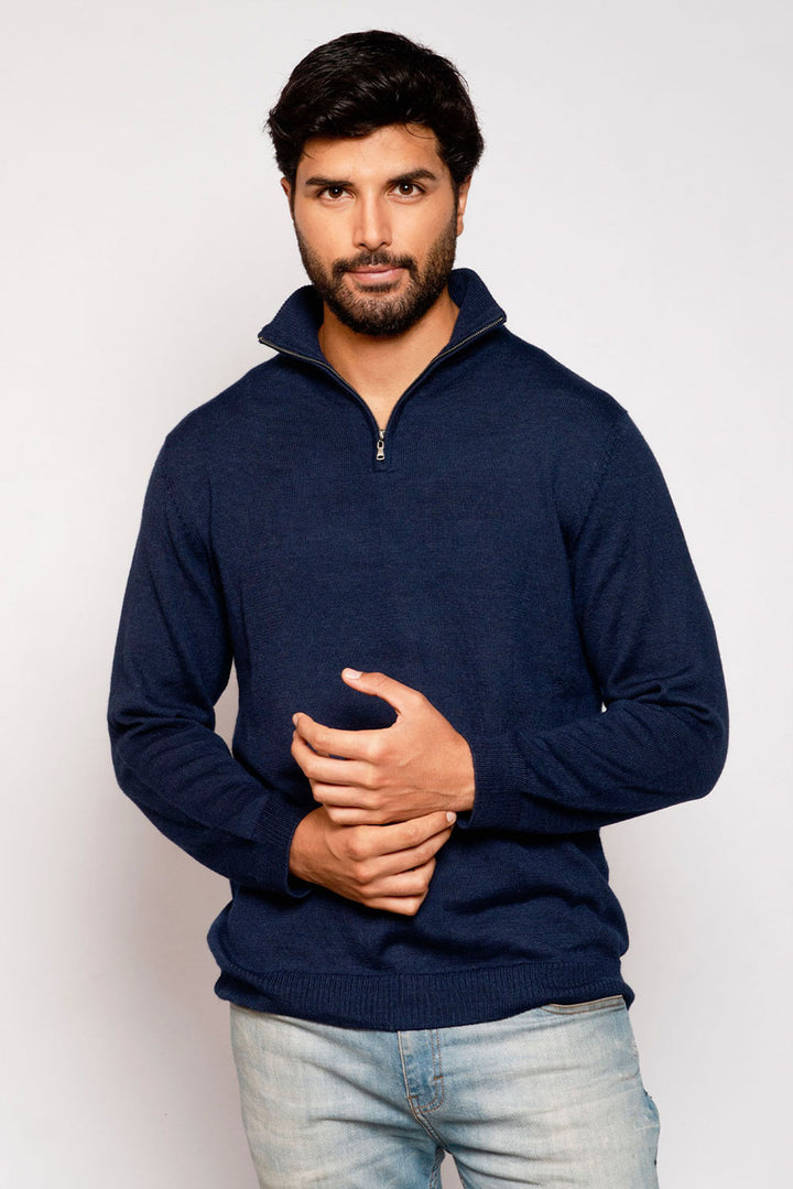 Men's Royal Alpaca Half Zip Sweater