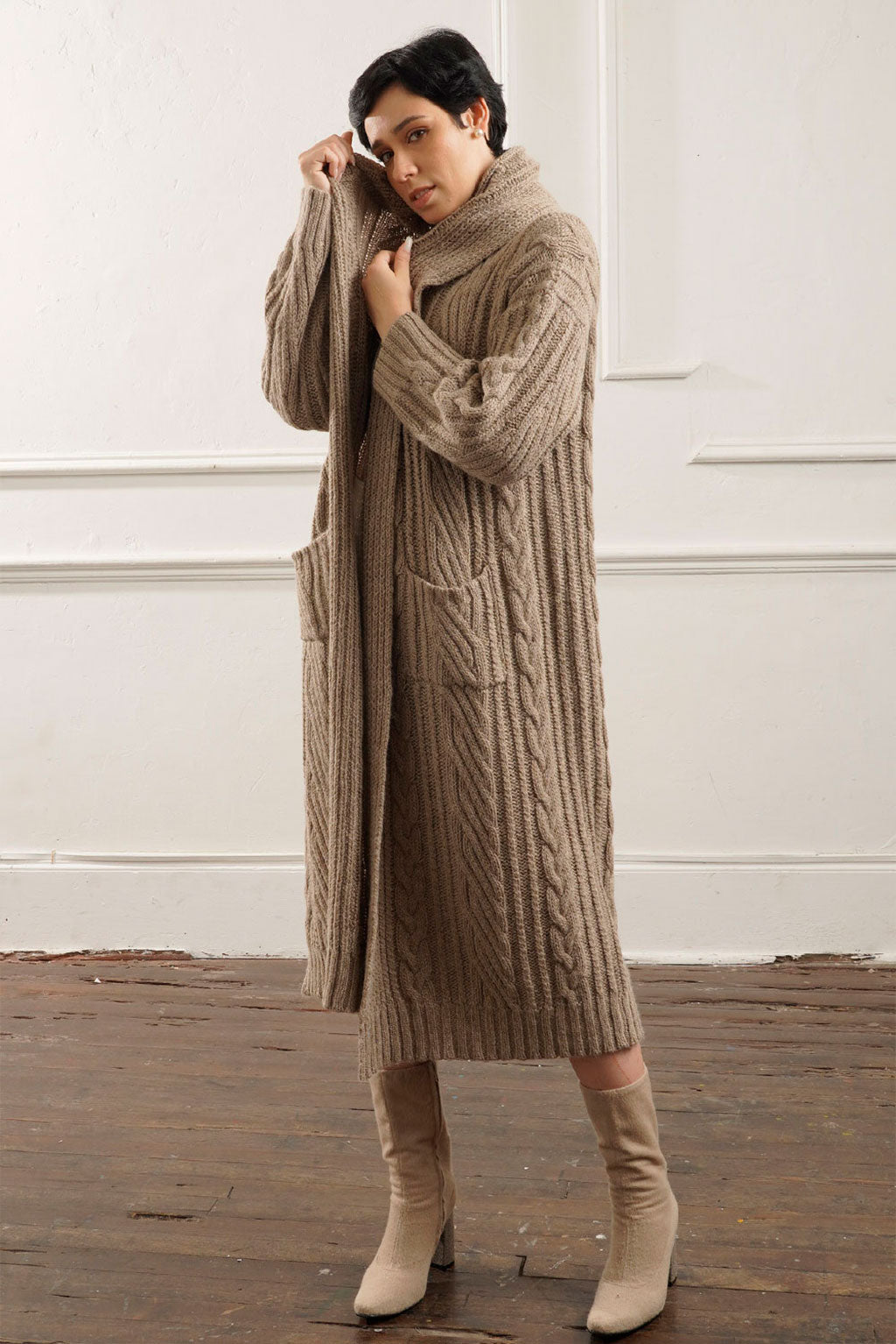 Kendall Long Cable Knit Cardigan