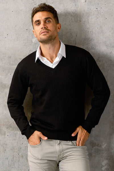 Men's Royal Alpaca V-Neck Sweater