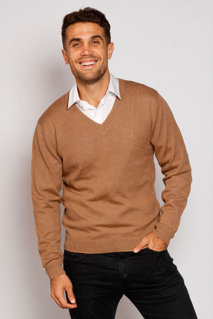 Men's Royal Alpaca V-Neck Sweater