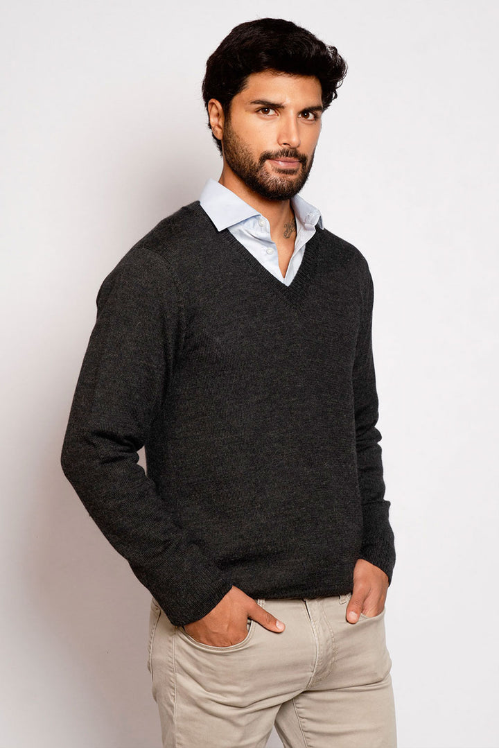 Men's Royal Alpaca V-Neck Sweater