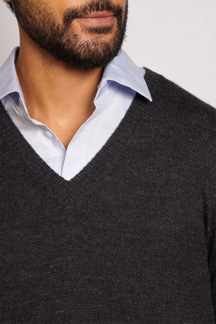 Men's Royal Alpaca V-Neck Sweater