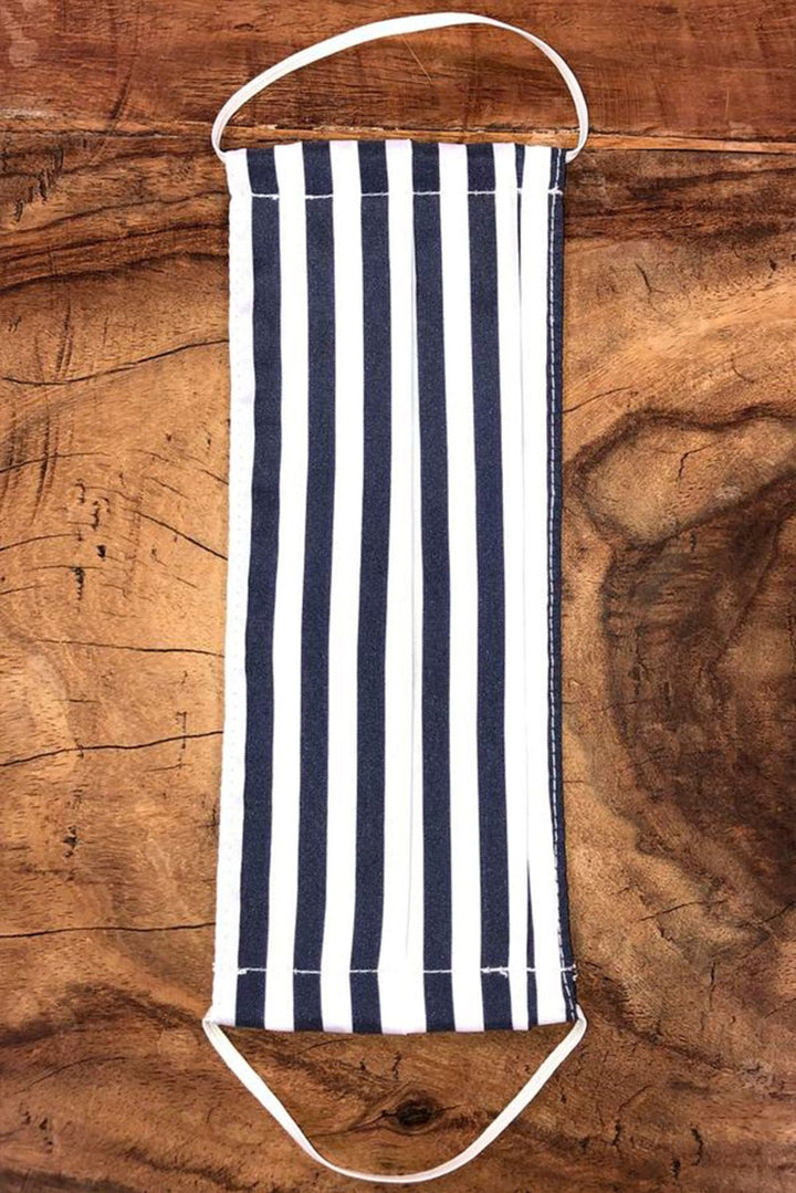 Navy White Stripes Face Mask