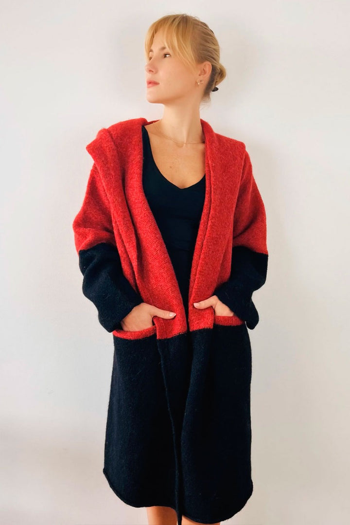 Barbara Long Hooded Alpaca Cardigan / Knit Coat