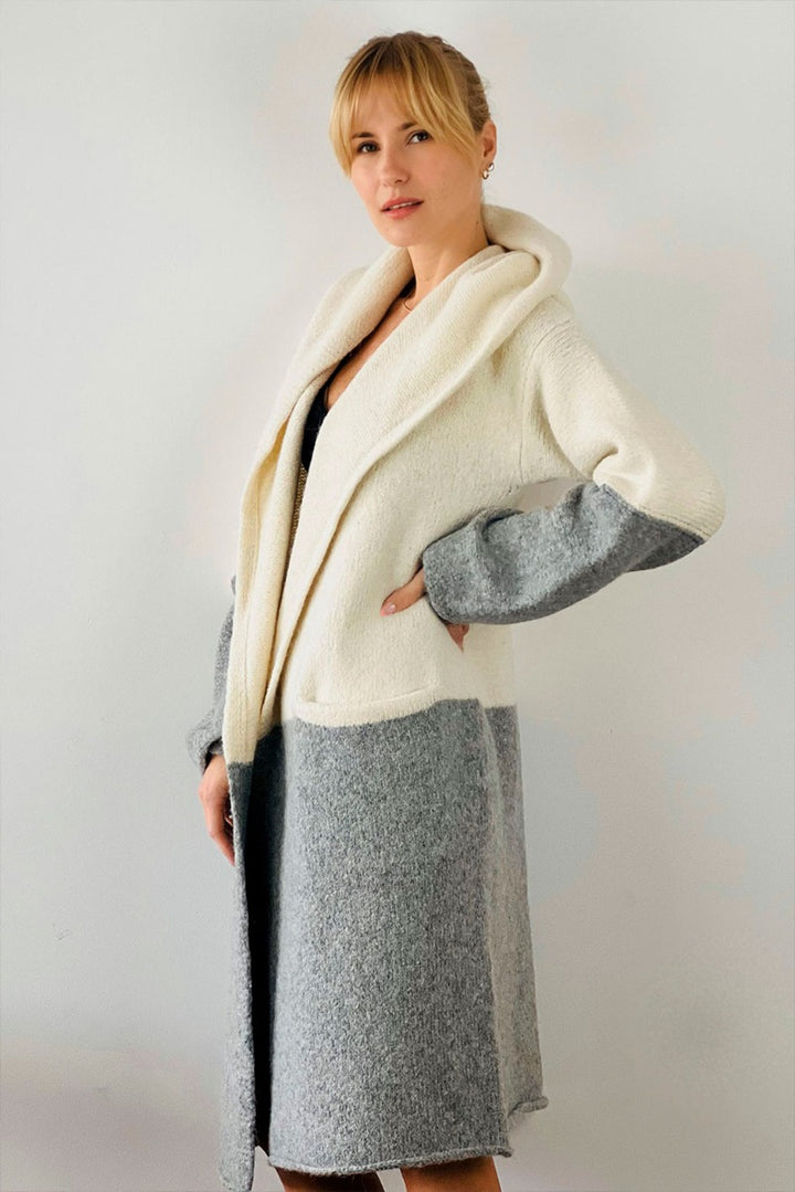 Barbara Long Hooded Alpaca Cardigan / Knit Coat