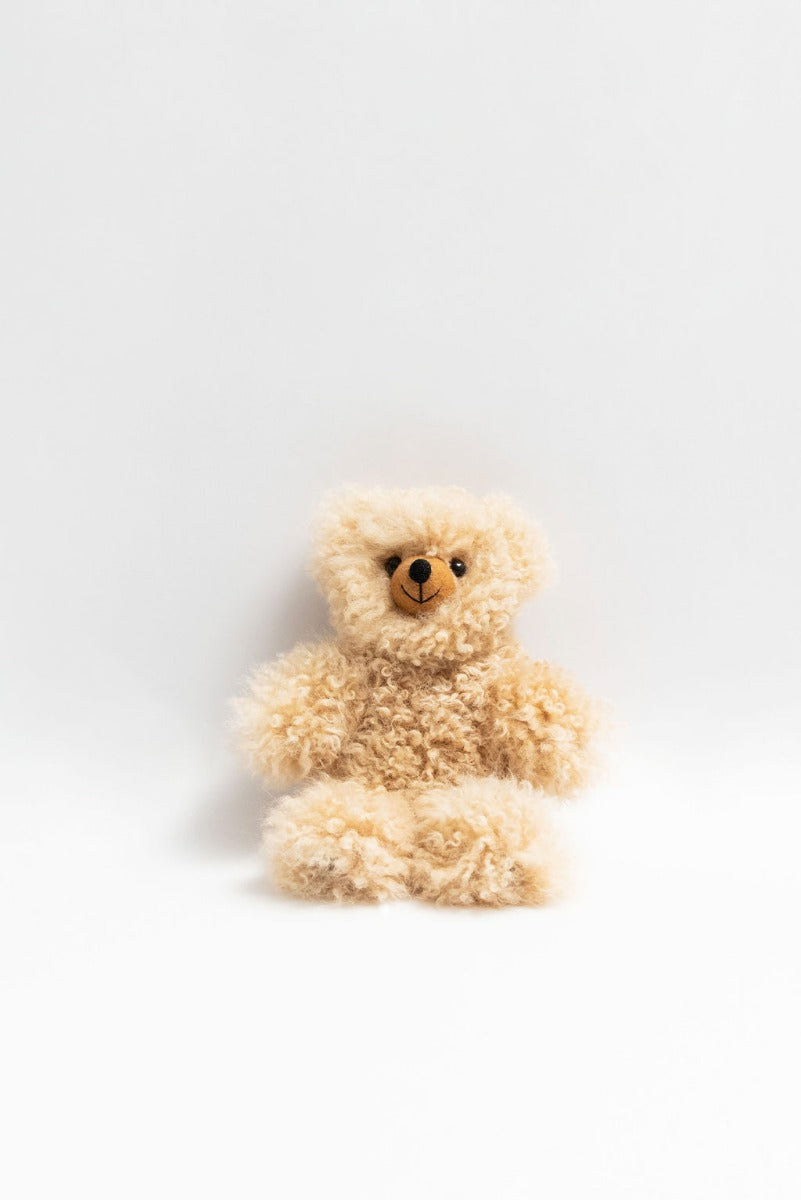 Beige Baby Alpaca Fur Teddy Bear - Small