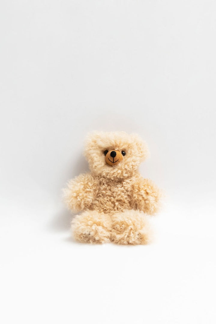 Beige Baby Alpaca Fur Teddy Bear - Small