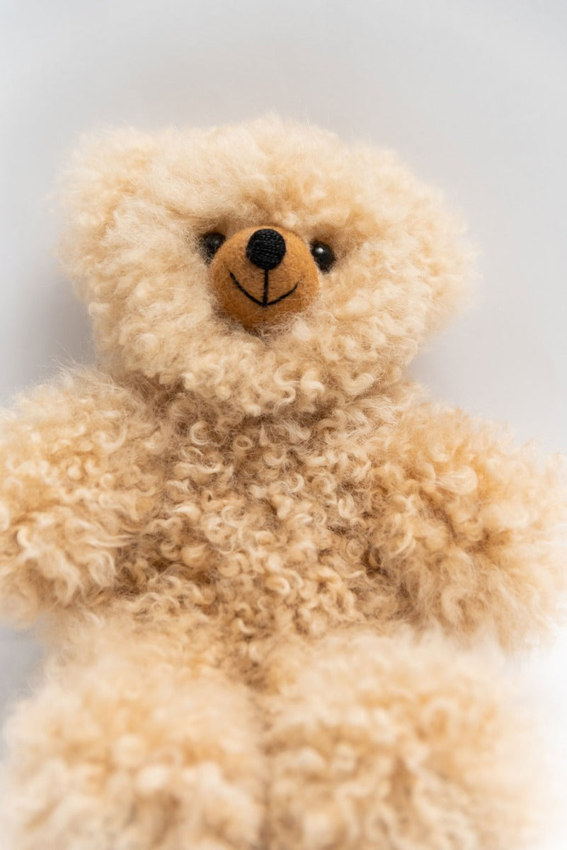 Beige Baby Alpaca Fur Teddy Bear - Small