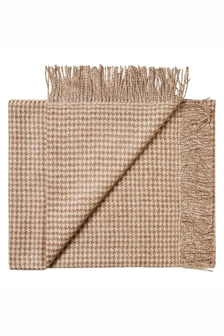 Beige - Tobacco Houndstooth Baby Alpaca Throw