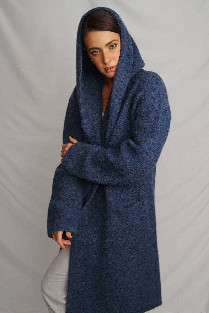 Belen Long Hooded Cardigan / Knit Coat