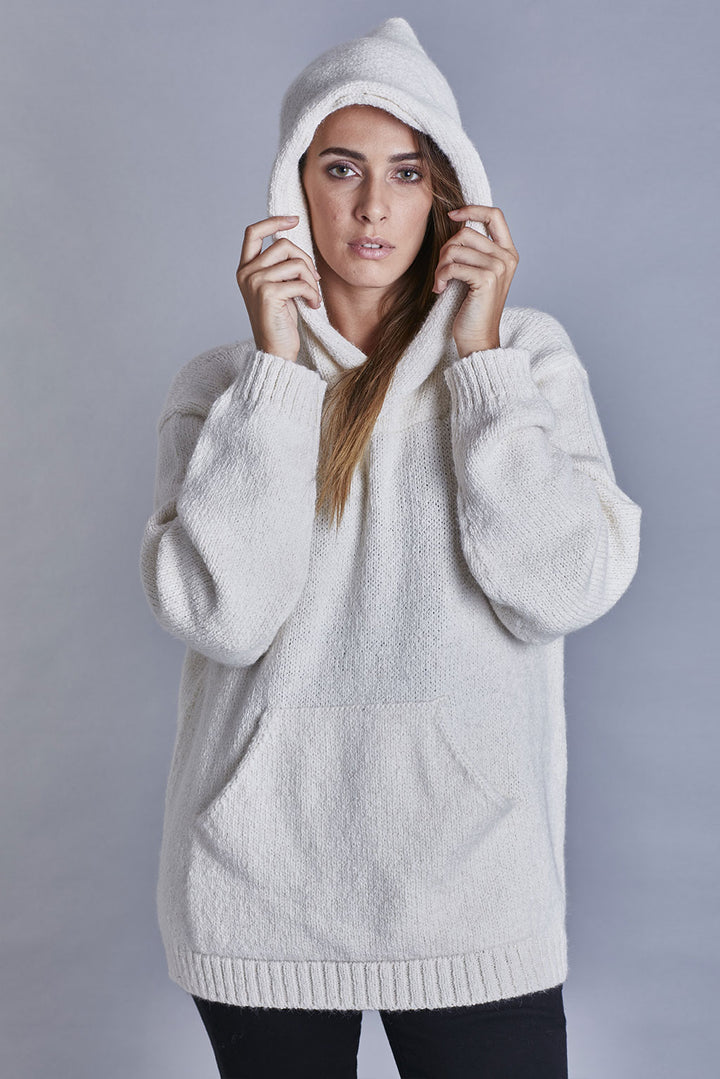 Briana Alpaca Hoody Pullover White
