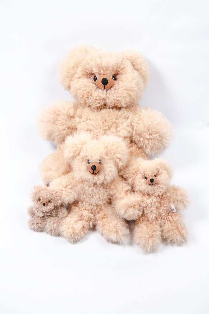 Beige Baby Alpaca Fur Teddy Bear - Small