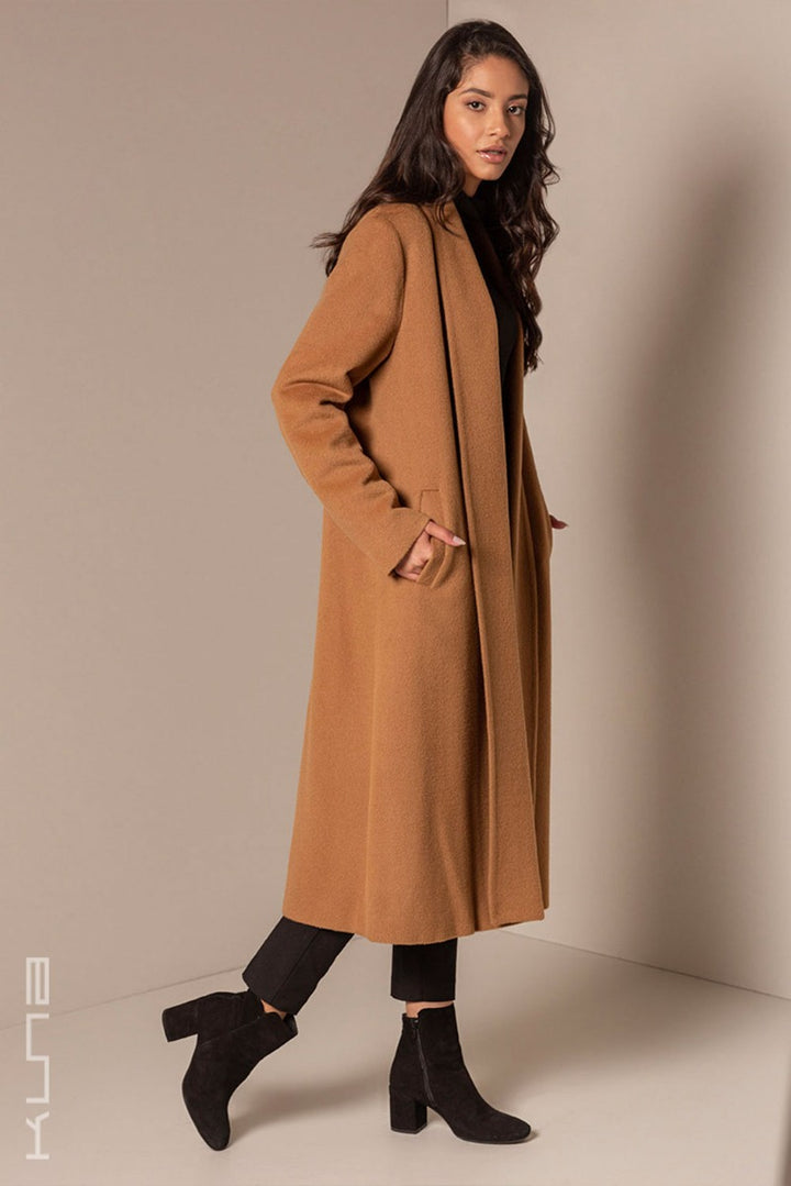 Long Baby Alpaca Swing Coat - Fitted