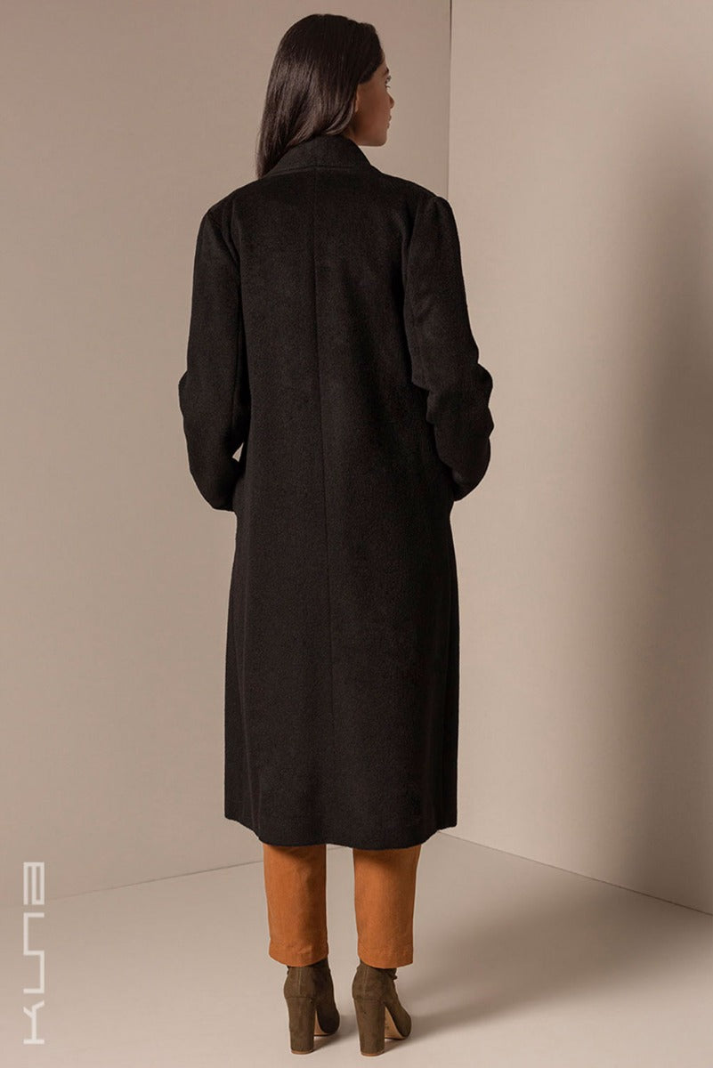 Long Baby Alpaca Swing Coat - Fitted