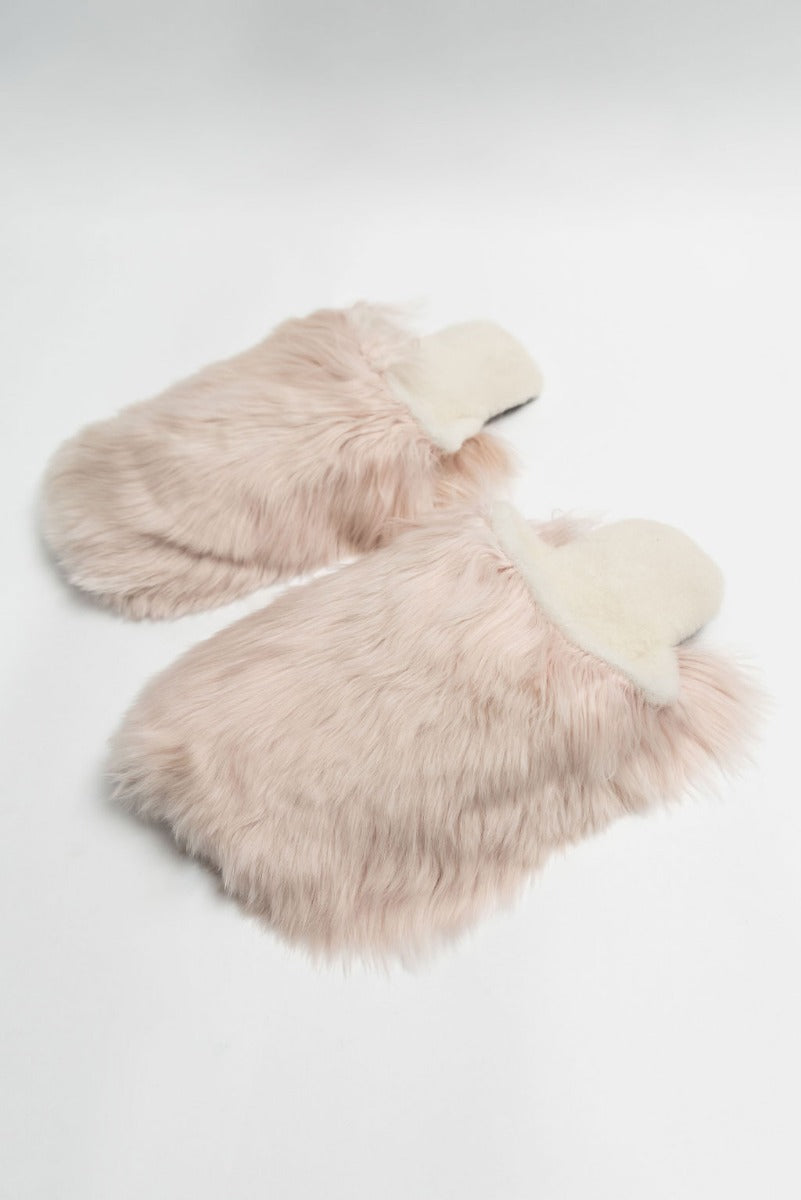 Suri Alpaca Fur Slippers - Rose