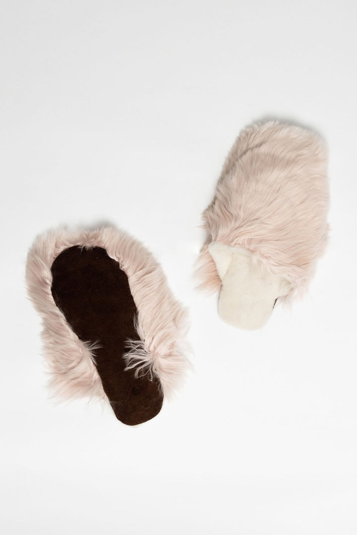 Suri Alpaca Fur Slippers - Rose