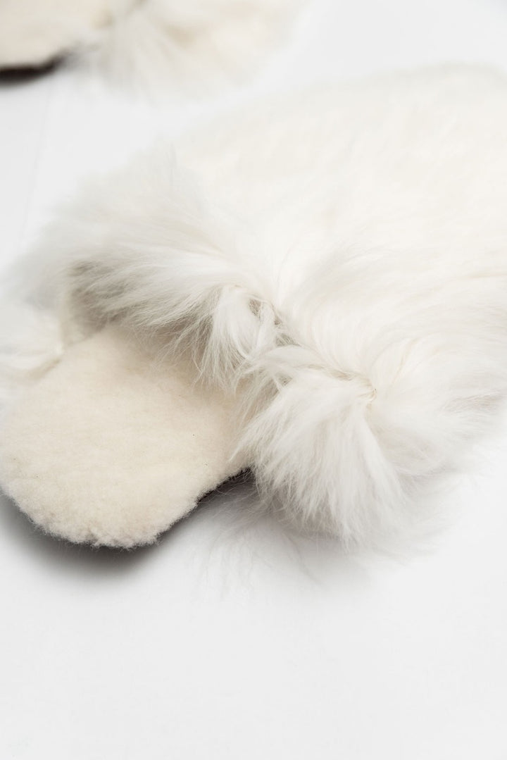 Suri Alpaca Fur Slippers - White