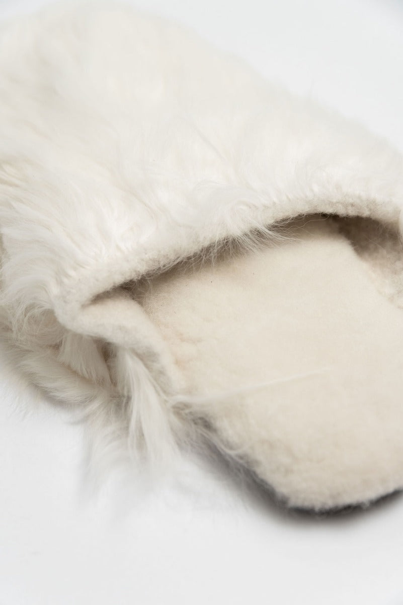 Suri Alpaca Fur Slippers - White