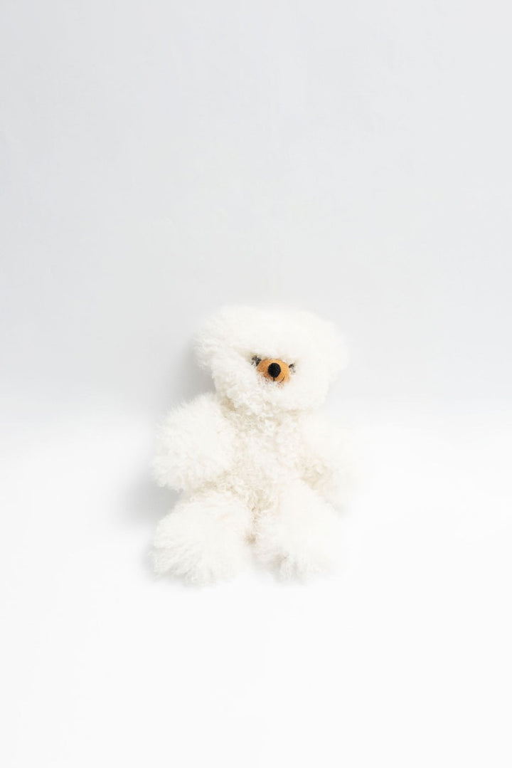 White Baby Alpaca Fur Teddy Bear - Small